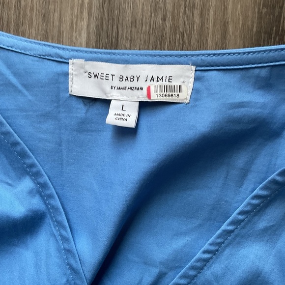 Sweet Baby Jamie Blue Tiered Wrap Dress size large - Picture 3 of 6